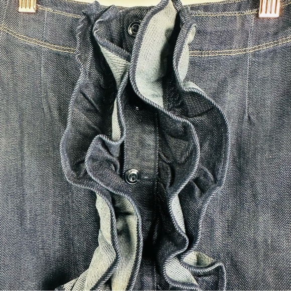 7 For All Mankind Denim Blue Knee-Length Pencil Ruffle Skirt Size 25 - Picture 2 of 9